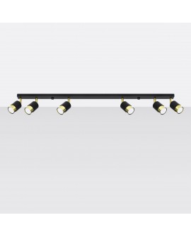 Plafon NERO 6 czarny/złoty Sollux SL.1073