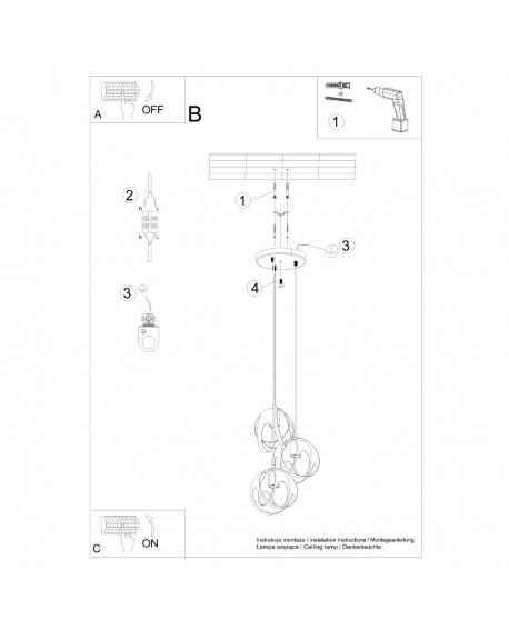 Lampa wisząca TULOS 3P czarna Sollux SL.1088
