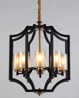 LAMPA WISZĄCA LOFT CZARNO-ZŁOTA SZCZOTKOWANA VIGATTO W8
