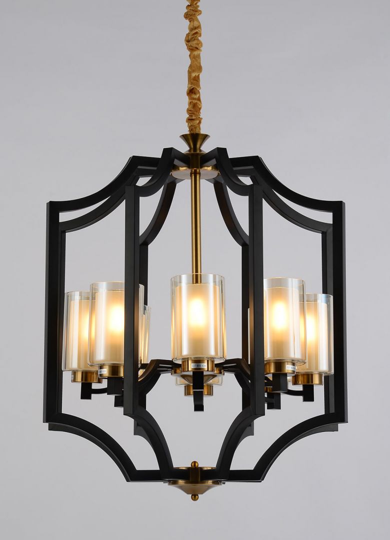 LAMPA WISZĄCA LOFT CZARNO-ZŁOTA SZCZOTKOWANA VIGATTO W8