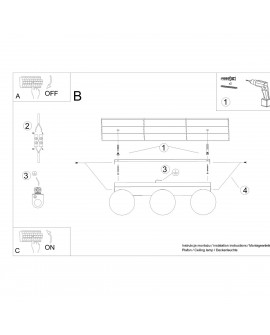 Plafon YOLI 3 czarny Sollux SL.1153