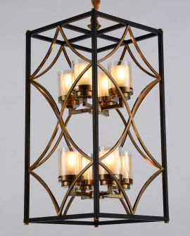 LAMPA WISZĄCA LOFT CZARNO-ZŁOTA SZCZOTKOWANA QUADRATO DUO