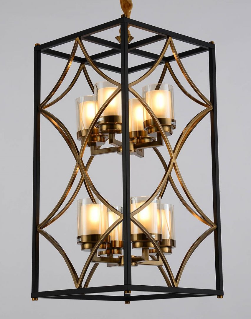 LAMPA WISZĄCA LOFT CZARNO-ZŁOTA SZCZOTKOWANA QUADRATO DUO