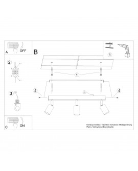 Plafon VERDO 3L czarny Sollux SL.1293
