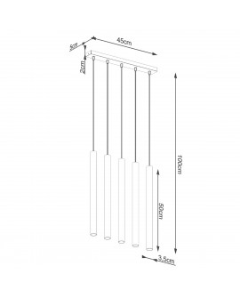 Lampa wisząca PASTELO 5L beton Sollux SL.1274