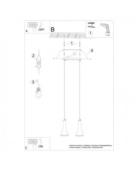 Lampa wisząca REA 2 beton Sollux SL.1224