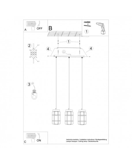 Lampa wisząca GOTTO 3L Sollux SL.1264