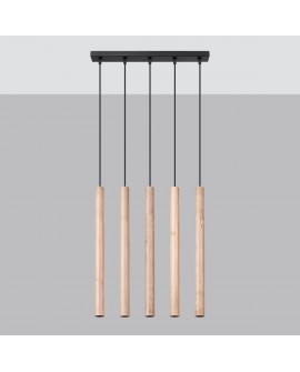 Lampa wisząca PASTELO 5L drewno Sollux SL.1269