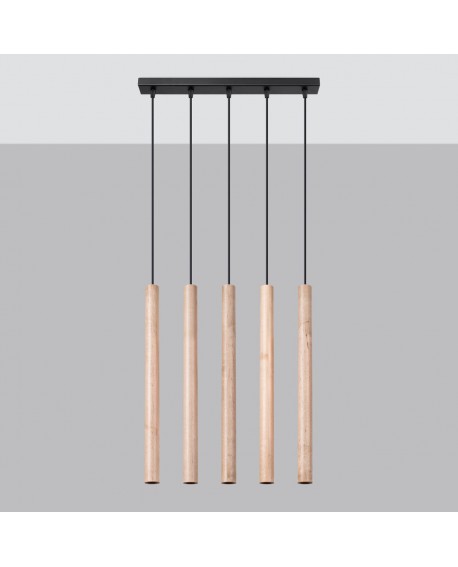 Lampa wisząca PASTELO 5L drewno Sollux SL.1269