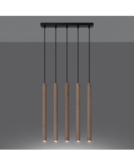 Lampa wisząca PASTELO 5L drewno Sollux SL.1269