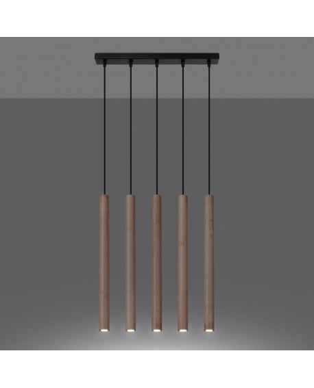 Lampa wisząca PASTELO 5L drewno Sollux SL.1269