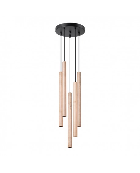 Lampa wisząca PASTELO 5P drewno Sollux SL.1270