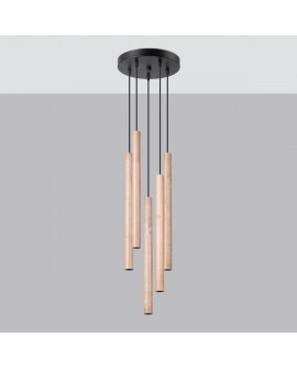 Lampa wisząca PASTELO 5P drewno Sollux SL.1270