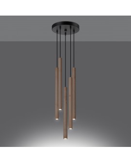 Lampa wisząca PASTELO 5P drewno Sollux SL.1270