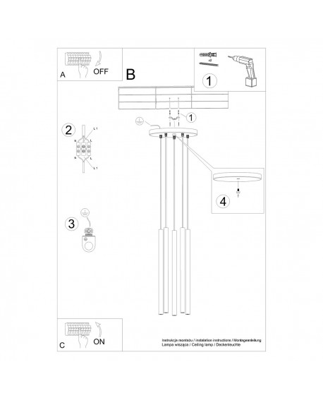 Lampa wisząca PASTELO 5P biała Sollux SL.1175