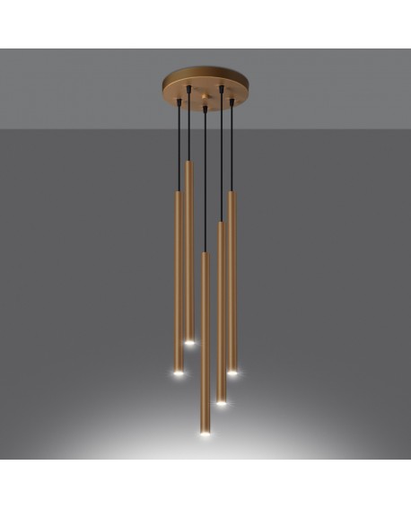 Lampa wisząca PASTELO 5P złota Sollux SL.1174