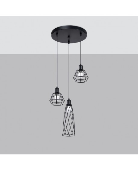 Lampa wisząca SUBA 3P czarna Sollux SL.1166