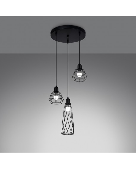 Lampa wisząca SUBA 3P czarna Sollux SL.1166