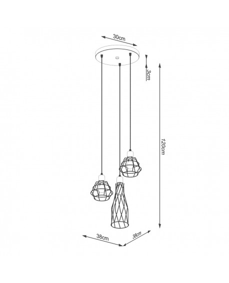 Lampa wisząca SUBA 3P czarna Sollux SL.1166