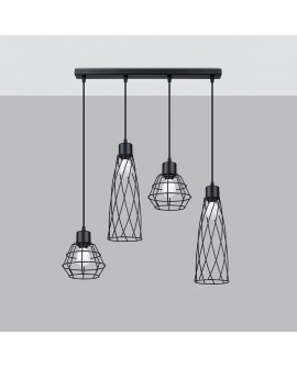 Lampa wisząca SUBA 4L czarna Sollux SL.1167
