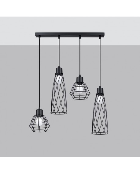 Lampa wisząca SUBA 4L czarna Sollux SL.1167