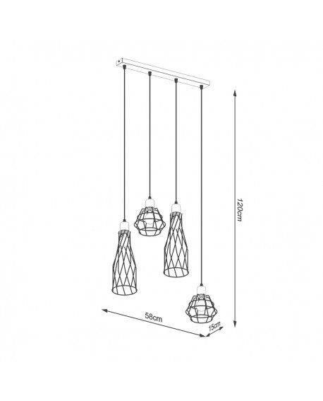 Lampa wisząca SUBA 4L czarna Sollux SL.1167