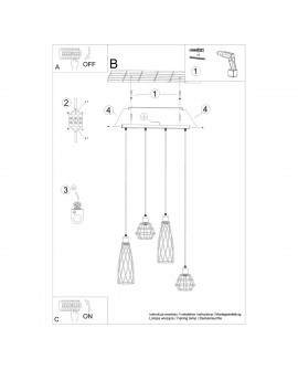 Lampa wisząca SUBA 4L czarna Sollux SL.1167