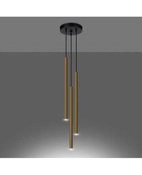 Lampa Wisząca PASTELO 3P złoty połysk Sollux SL.1197
