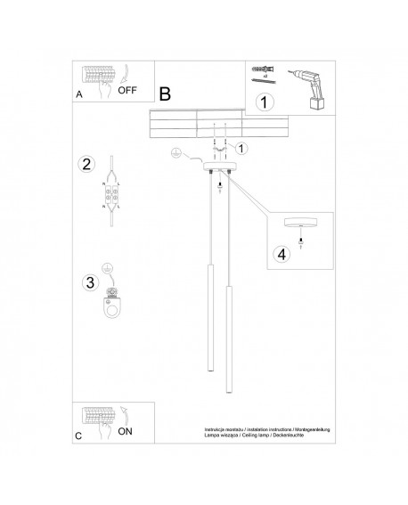 Lampa wisząca PASTELO 2 czarna Sollux SL.1304