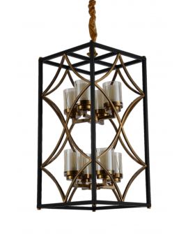 LAMPA WISZĄCA LOFT CZARNO-ZŁOTA SZCZOTKOWANA QUADRATO DUO