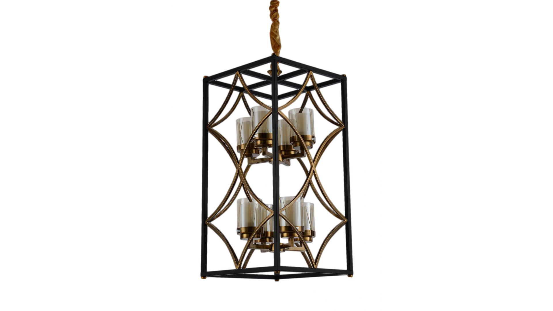 LAMPA WISZĄCA LOFT CZARNO-ZŁOTA SZCZOTKOWANA QUADRATO DUO