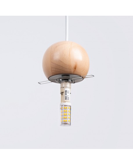 Lampa wisząca PEKKA 1 biała/naturalne drewno Sollux SL.1390