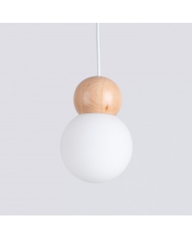 Lampa wisząca PEKKA 1 biała/naturalne drewno Sollux SL.1390