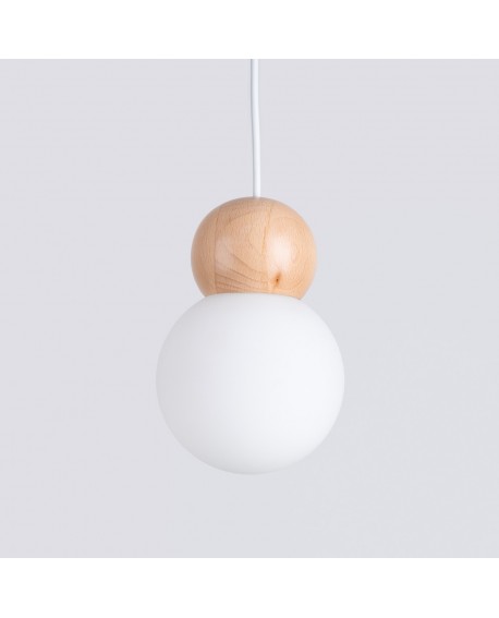 Lampa wisząca PEKKA 1 biała/naturalne drewno Sollux SL.1390