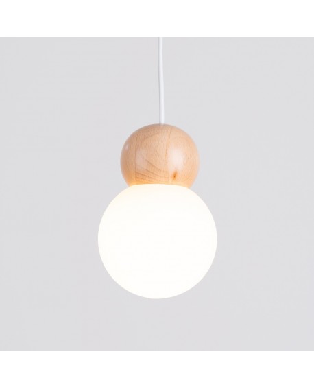 Lampa wisząca PEKKA 1 biała/naturalne drewno Sollux SL.1390