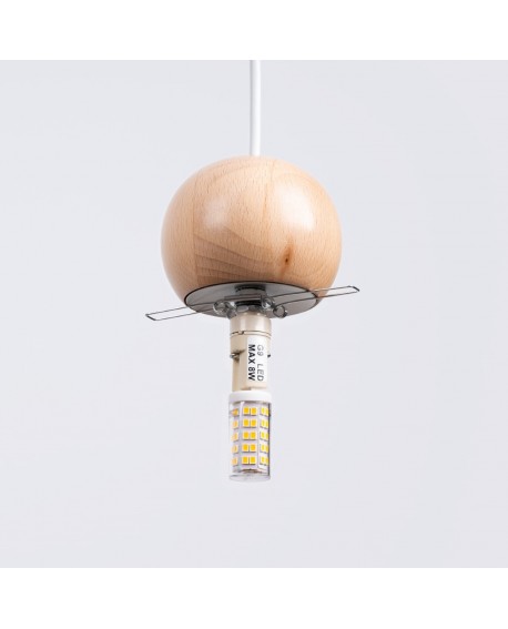 Lampa wisząca PEKKA 3P biała/naturalne drewno Sollux SL.1391