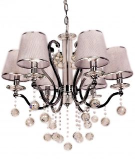 KLASYCZNY ŻYRANDOL KRYSZTAŁOWY SREBRNA BELLISICA W6