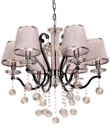 KLASYCZNY ŻYRANDOL KRYSZTAŁOWY SREBRNA BELLISICA W6