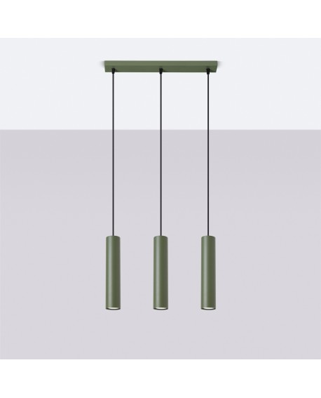 Lampa wisząca LAGOS 3L zielona oliwka Sollux SL.1486