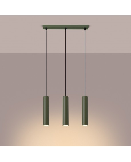 Lampa wisząca LAGOS 3L zielona oliwka Sollux SL.1486