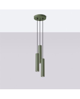 Lampa wisząca LAGOS 3P zielona oliwka Sollux SL.1487