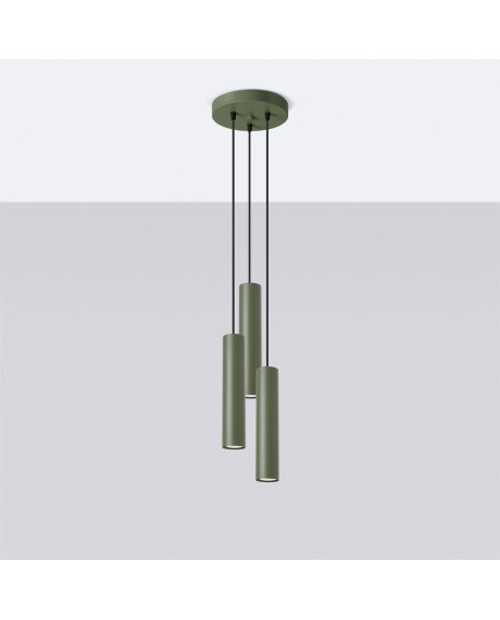 Lampa wisząca LAGOS 3P zielona oliwka Sollux SL.1487