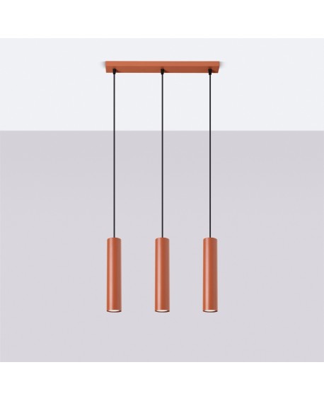 Lampa wisząca LAGOS 3L ochra czerwona Sollux SL.1491
