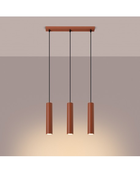 Lampa wisząca LAGOS 3L ochra czerwona Sollux SL.1491