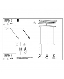 Lampa wisząca LAGOS 3L ochra czerwona Sollux SL.1491