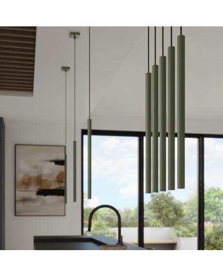 Lampa wisząca PASTELO 3 zielona oliwka Sollux SL.1520