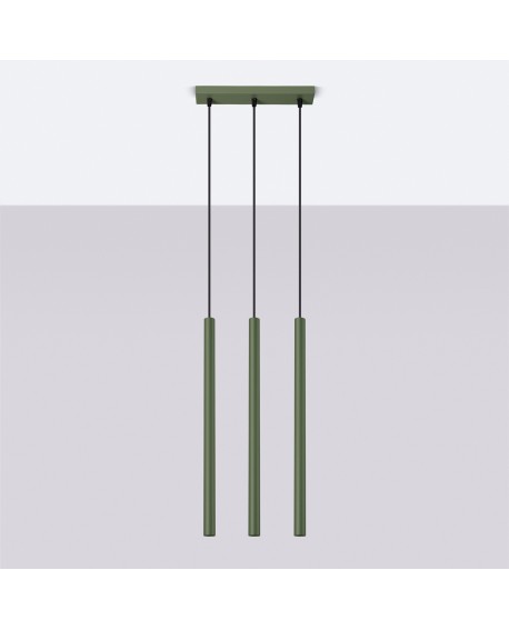 Lampa wisząca PASTELO 3 zielona oliwka Sollux SL.1520
