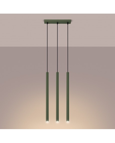 Lampa wisząca PASTELO 3 zielona oliwka Sollux SL.1520
