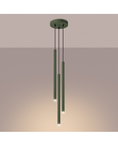Lampa wisząca PASTELO 3P zielona oliwka Sollux SL.1521