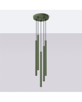 Lampa wisząca PASTELO 5P zielona oliwka Sollux SL.1522